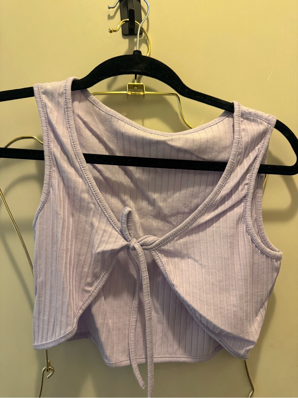 SHEIN Lilac Ribbed Tie-Front Crop Tank